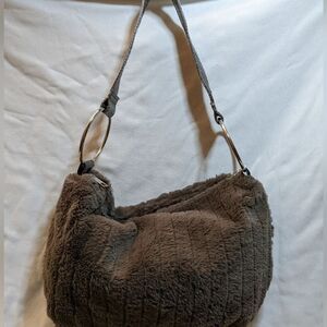 Faux Fur Grey Shoulder Bag